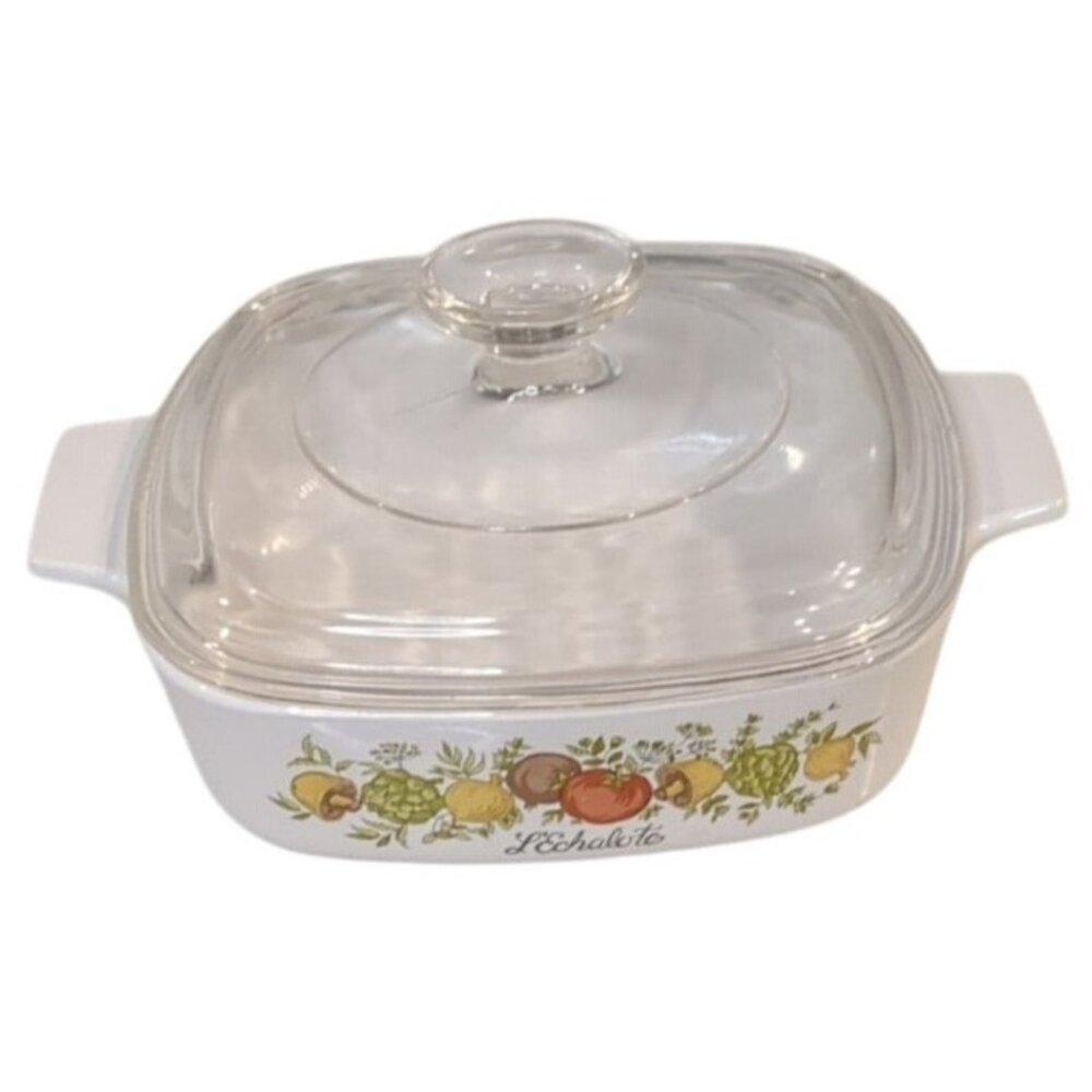 Vintage Corning Ware Spice of Life L’Echalote A-1-B 1Qt Dish Lid Metal Trivet - Picture 3 of 16